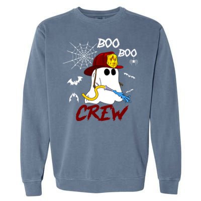 Boo Boo Crew Firefighter Fire Halloween Spooky Season Cool Gift Garment-Dyed Sweatshirt