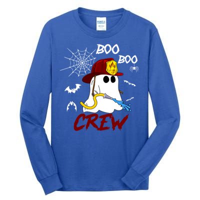 Boo Boo Crew Firefighter Fire Halloween Spooky Season Cool Gift Tall Long Sleeve T-Shirt