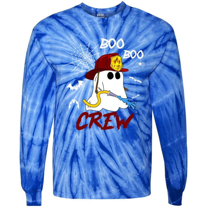 Boo Boo Crew Firefighter Fire Halloween Spooky Season Cool Gift Tie-Dye Long Sleeve Shirt