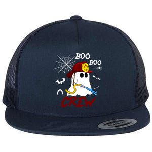 Boo Boo Crew Firefighter Fire Halloween Spooky Season Cool Gift Flat Bill Trucker Hat