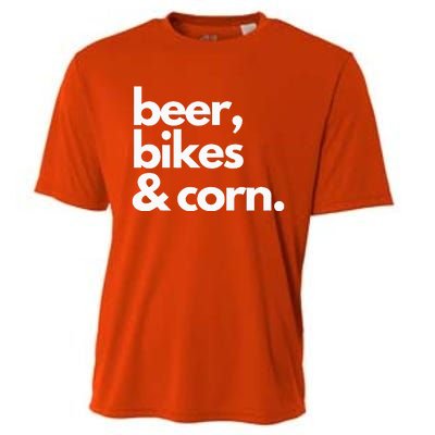 Beer Bikes & Corn Funny Iowa Bicycle Love Biking Cooling Performance Crew T-Shirt