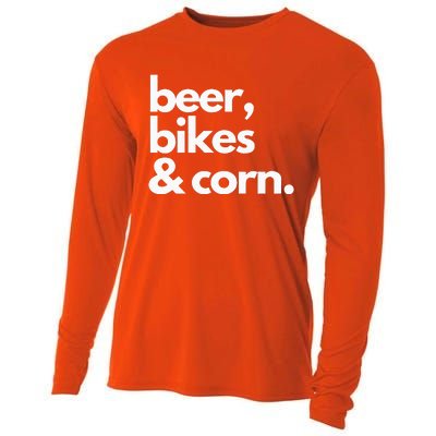 Beer Bikes & Corn Funny Iowa Bicycle Love Biking Cooling Performance Long Sleeve Crew