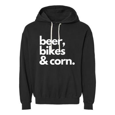 Beer Bikes & Corn Funny Iowa Bicycle Love Biking Garment-Dyed Fleece Hoodie