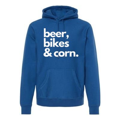 Beer Bikes & Corn Funny Iowa Bicycle Love Biking Premium Hoodie