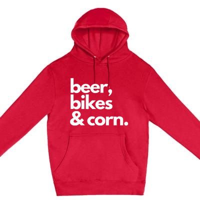 Beer Bikes & Corn Funny Iowa Bicycle Love Biking Premium Pullover Hoodie