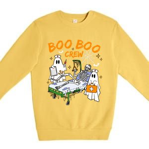 Boo Boo Crew Ghost Skeleton Spooky Season Nurse Halloween Cool Gift Premium Crewneck Sweatshirt