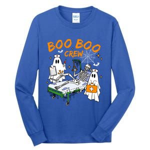 Boo Boo Crew Ghost Skeleton Spooky Season Nurse Halloween Cool Gift Tall Long Sleeve T-Shirt