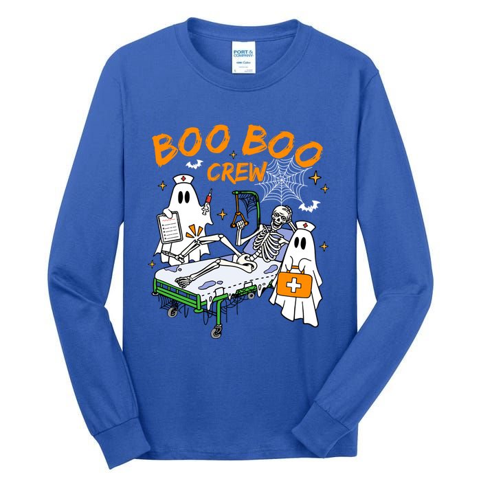 Boo Boo Crew Ghost Skeleton Spooky Season Nurse Halloween Cool Gift Tall Long Sleeve T-Shirt