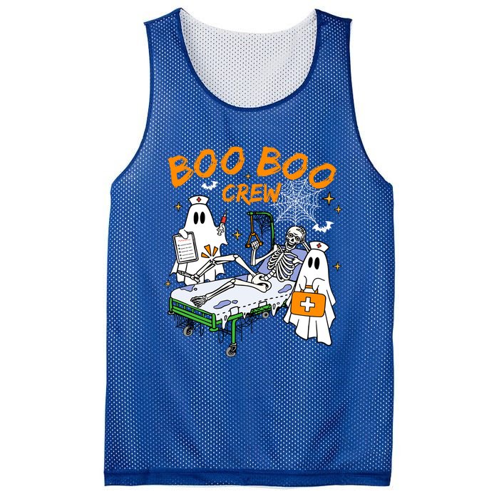 Boo Boo Crew Ghost Skeleton Spooky Season Nurse Halloween Cool Gift Mesh Reversible Basketball Jersey Tank