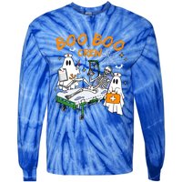 Boo Boo Crew Ghost Skeleton Spooky Season Nurse Halloween Cool Gift Tie-Dye Long Sleeve Shirt