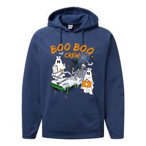 Boo Boo Crew Ghost Skeleton Spooky Season Nurse Halloween Cool Gift Performance Fleece Hoodie