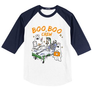 Boo Boo Crew Ghost Skeleton Spooky Season Nurse Halloween Cool Gift Baseball Sleeve Shirt