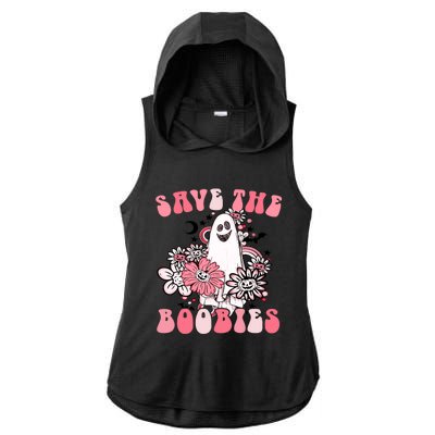 Boobees Breast Cancer Boho Groovy Ghost Save The Boo Bees Gift Ladies PosiCharge Tri-Blend Wicking Draft Hoodie Tank