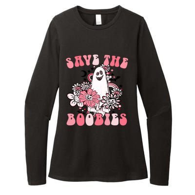 Boobees Breast Cancer Boho Groovy Ghost Save The Boo Bees Gift Womens CVC Long Sleeve Shirt