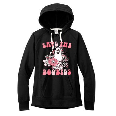 Boobees Breast Cancer Boho Groovy Ghost Save The Boo Bees Gift Women's Fleece Hoodie