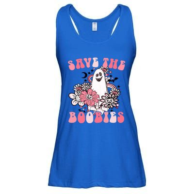 Boobees Breast Cancer Boho Groovy Ghost Save The Boo Bees Gift Ladies Essential Flowy Tank