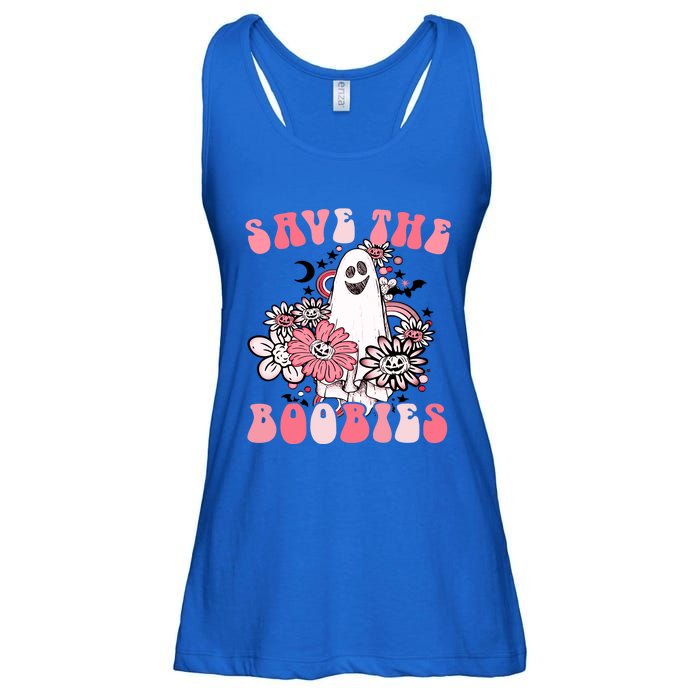 Boobees Breast Cancer Boho Groovy Ghost Save The Boo Bees Gift Ladies Essential Flowy Tank