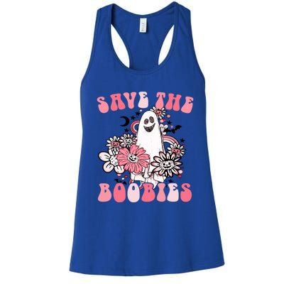 Boobees Breast Cancer Boho Groovy Ghost Save The Boo Bees Gift Women's Racerback Tank