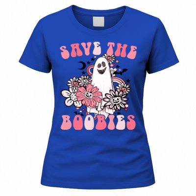 Boobees Breast Cancer Boho Groovy Ghost Save The Boo Bees Gift Women's T-Shirt