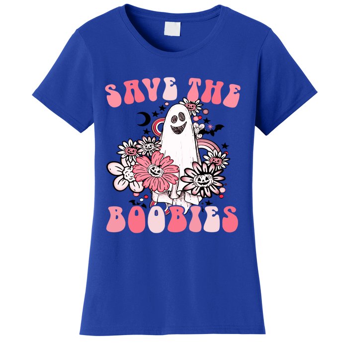 Boobees Breast Cancer Boho Groovy Ghost Save The Boo Bees Gift Women's T-Shirt