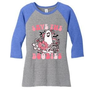 Boobees Breast Cancer Boho Groovy Ghost Save The Boo Bees Gift Women's Tri-Blend 3/4-Sleeve Raglan Shirt