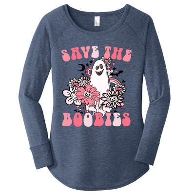 Boobees Breast Cancer Boho Groovy Ghost Save The Boo Bees Gift Women's Perfect Tri Tunic Long Sleeve Shirt