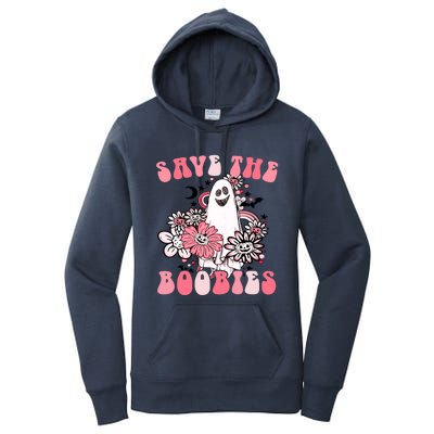 Boobees Breast Cancer Boho Groovy Ghost Save The Boo Bees Gift Women's Pullover Hoodie