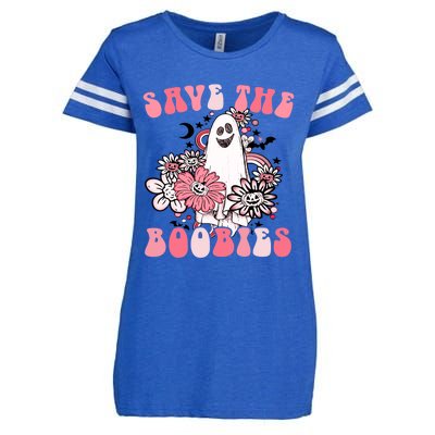 Boobees Breast Cancer Boho Groovy Ghost Save The Boo Bees Gift Enza Ladies Jersey Football T-Shirt