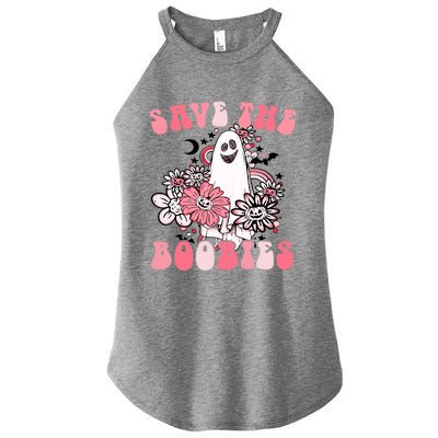 Boobees Breast Cancer Boho Groovy Ghost Save The Boo Bees Gift Women's Perfect Tri Rocker Tank