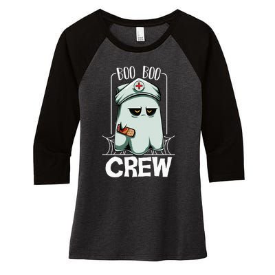 Boo Boo Crew Nurse Ghost Funny Scary Halloween Quotes Women's Tri-Blend 3/4-Sleeve Raglan Shirt