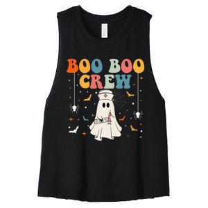 Boo Boo Crew For Cna Er Rn Lpn Funny Halloween Nurse Women's Racerback Cropped Tank