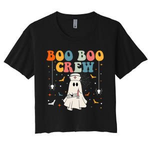 Boo Boo Crew For Cna Er Rn Lpn Funny Halloween Nurse Women's Crop Top Tee