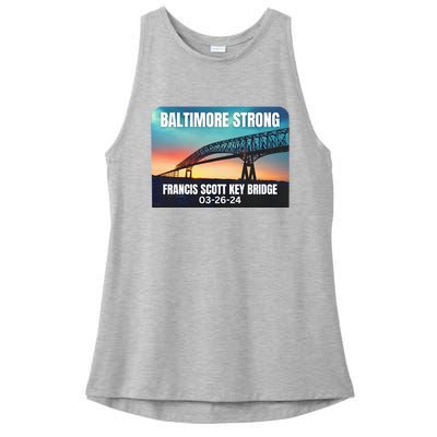 Baltimore Bridge Collapse Baltimore Strong Ladies PosiCharge Tri-Blend Wicking Tank