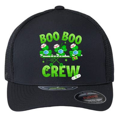 Boo Boo Crew Nurse St Patrick's Day Shamrock Face Mask Nurse Funny Gift Flexfit Unipanel Trucker Cap