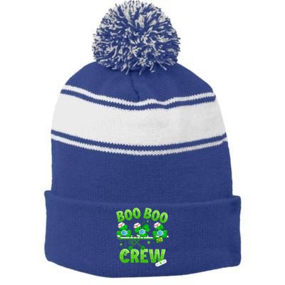 Boo Boo Crew Nurse St Patrick's Day Shamrock Face Mask Nurse Funny Gift Stripe Pom Pom Beanie