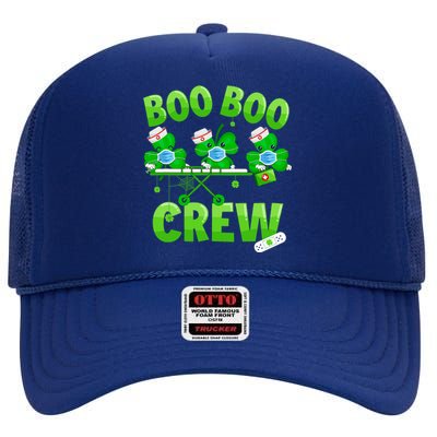 Boo Boo Crew Nurse St Patrick's Day Shamrock Face Mask Nurse Funny Gift High Crown Mesh Back Trucker Hat