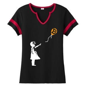 Bitcoin Balloon Cryptocurrency Ladies Halftime Notch Neck Tee