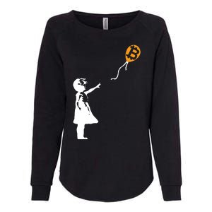 Bitcoin Balloon Cryptocurrency Womens California Wash Sweatshirt