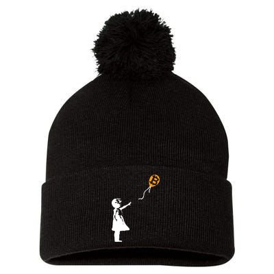 Bitcoin Balloon Cryptocurrency Pom Pom 12in Knit Beanie