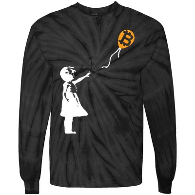 Bitcoin Balloon Cryptocurrency Tie-Dye Long Sleeve Shirt