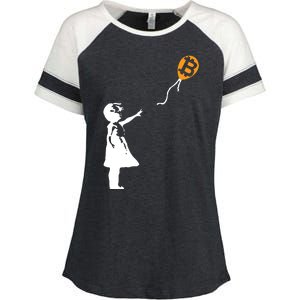 Bitcoin Balloon Cryptocurrency Enza Ladies Jersey Colorblock Tee