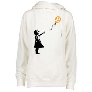 Bitcoin Balloon Cryptocurrency Womens Funnel Neck Pullover Hood