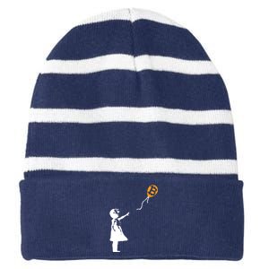 Bitcoin Balloon Cryptocurrency Striped Beanie with Solid Band