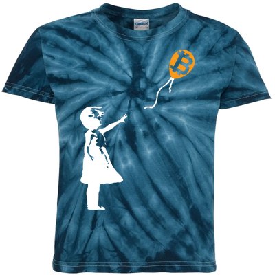 Bitcoin Balloon Cryptocurrency Kids Tie-Dye T-Shirt