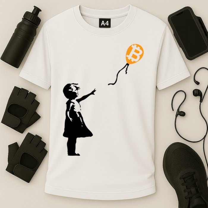 Bitcoin Balloon Cryptocurrency Cooling Performance Crew T-Shirt