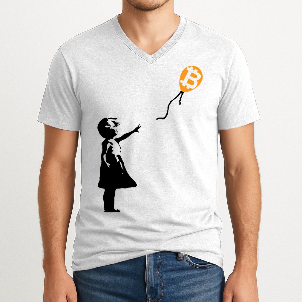 Bitcoin Balloon Cryptocurrency V-Neck T-Shirt
