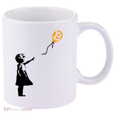 Bitcoin Balloon Cryptocurrency 11oz C Handle Ceramic Mug