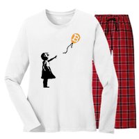 Bitcoin Balloon Cryptocurrency Women's Long Sleeve Flannel Pajama Set 