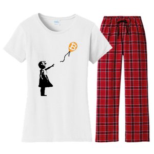 Bitcoin Balloon Cryptocurrency Women's Flannel Pajama Set