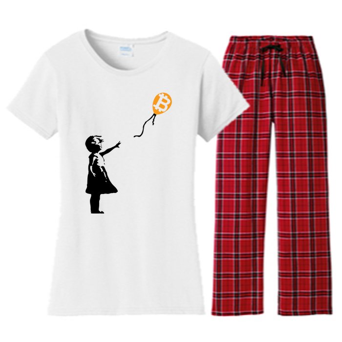 Bitcoin Balloon Cryptocurrency Women's Flannel Pajama Set